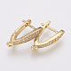 Brass Micro Pave Cubic Zirconia Hoop Earring Findings with Latch Back Closure ZIRC-K075-30G-1