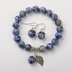 Conjuntos de joyas de jaspe con manchas azules naturales SJEW-JS00696-03-1