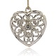 Platinum Plated Alloy Rhinestone Hollow Heart Pendants for Women Necklace Making ALRI-J079-01P-2