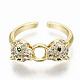 Brass Micro Pave Clear Cubic Zirconia Cuff Rings RJEW-S044-076-NF-3