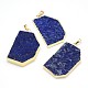 Golden Tone Brass Natural Lapis Lazuli Polygon Big Pendants G-M219-05-1