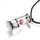 Glass Wishing Bottle Leather Cord Pendant Necklaces NJEW-Z009-A08-2