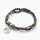 Natural & Synthetic Mixed Stone and Natural Lava Charm Bracelets BJEW-JB03855-2