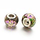 Flower Picture Printed Glass European Beads GPDL-J029-A06-1