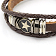 Bracelets à cordon en cuir à rangs multiples X-BJEW-A095-01-2