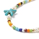 Colorful Synthetic Turquoise Starfish & Shell Pearl & Glass Seed Beaded Necklace for Women NJEW-TA00044-4