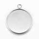 304 Stainless Steel Pendant Cabochon Settings STAS-E146-18P-25mm-2