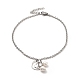 CCB Pearl & 304 Stainless Steel Charm Anklet for Women AJEW-C021-22P-2