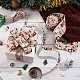 Benecreat 3 個 3 スタイルクリスマステーマのポリエステルリボン  ジャカードリボン  クリスマステーマの模様  ダークシーグリーンのリボン  ギフトラッピングの装飾に使用されます  DIYクラフト作り  10/25/40mm OCOR-BC0005-41B-4