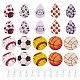 DIYスポーツスタイルイヤリング作成キット  革製の大きなペンダントを含む  真鍮のピアスフックと丸カン  サッカーとバスケットボールと野球  ミックスカラー  60個/セット DIY-TA0006-46-1