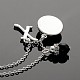 Silver Tone Brass Druzy Resin Flat Round Pendant Necklaces NJEW-JN01165-02-4