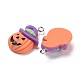 ハロウィン不透明樹脂ペンダント  プラチナトーンの鉄ループ付き  紫色の帽子とカボチャ  オレンジ  26x16.5x7mm  穴：2mm RESI-G028-08P-3