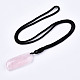 Collares colgantes de cuarzo rosa natural NJEW-S421-013-2