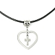 304 petite croix en acier inoxydable et 201 colliers à pendentif cœur en acier inoxydable NJEW-JN04556-1