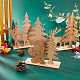 Chgcraft 3 ensembles de décorations de table de noël en bois non teint avec arbre de noël renne de noël et père noël DJEW-CA0001-01-8