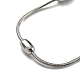 304 Stainless Steel Round Snake Chain Bracelet with Oval Beaded BJEW-E088-03P-2