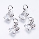 Brass Micro Pave Cubic Zirconia Bunny Charms RB-I077-19-RS-2