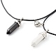 Natural Howlite & Black Obsidian Double Terminated Pointed Pendants Necklaces Set for Couples Best Friends NJEW-JN03674-1