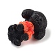 不透明樹脂の子犬ペンダント  プラチナメッキの鉄製ループが付いた犬のチャーム  ブラック  40x30x31.5mm  穴：2mm RESI-M035-01C-2