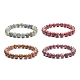 Bracelets extensibles en perles rondes avec pierres précieuses assemblées mélangées BJEW-JB09202-1