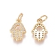 Brass Micro Pave Clear Cubic Zirconia Charms ZIRC-I036-08G-1