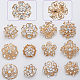 Gorgecraft 12 Uds 12 broches de flores de rhinestone de cristal de estilo JEWB-GF0001-36A-6
