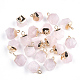 Electroplate Natural Rose Quartz Star Cut Round Charms G-S344-08H-1