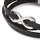 Leather Cord Triple Layered Wrap Bracelet with 304 Stainless Steel Magnetic Clasps BJEW-P275-20P-4