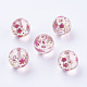 Flower Picture Printed Glass Beads GLAA-E399-12mm-E06-2