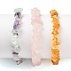 Chips ambre naturel et fluorite et quartz rose ensembles de bracelets extensibles avec perles BJEW-JB05332-02-3
