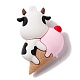 フィギュアプラスチック漫画大きなペンダント  牛とアイスクリーム  ホワイト  52x35x20.5mm  穴：3mm X-KY-G017-D02-3