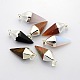 Bicone Gemstone Pendants with Silver Tone Brass Findings G-P053-P26-1