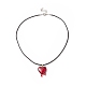Halskette mit schmelzendem Herz aus Harz und gewachster Kordel für Frauen NJEW-TA00068-1
