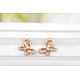 Butterfly Real Rose Gold Plated Fashion Tin Alloy Austrian Crystal Stud Earrings EJEW-AA00057-41-2