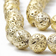 Brins de perles de pierre de lave naturelle galvanisées G-T098-01D-13-3