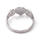201 anillo ajustable corazón de acero inoxidable para mujer RJEW-K242-01P-2