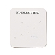 単語付き紙ディスプレイカード ステンレススチール  ピアスに使用  正方形  ホワイト  5.5x5x0.05cm CDIS-L009-08-1