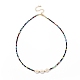 Collana da donna con conchiglia girasole e perline di vetro NJEW-JN03910-05-1