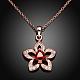 Real Rose Gold Plated Brass Cubic Zirconia Hollow Flower Pendant Necklaces NJEW-BB04928-RG-2