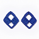 アクリルパーツ  模造ラタン編み風  菱形  ミディアムブルー  48.5x39x4~4.5mm  穴：1.8mm OACR-T010-08K-2