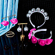 ANATTASOUL Bling Glass Disco Ball & Plastic Cap 2 Pairs Dangle Earrings & 2Pcs Hair Band SJEW-AN0001-07-7