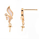Brass Micro Pave Clear Cubic Zirconia Stud Earrings Findings KK-T062-130G-NF-1