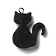 ハロウィン不透明樹脂ペンダント  プラチナトーンの鉄ループ付き  猫  ブラック  28x21x6mm  穴：2mm RESI-D055-110P-3