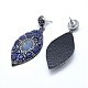 Natural Lapis Lazuli Dangle Stud Earrings EJEW-F160-04C-2