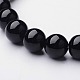 Bracelets extensibles en perles d'agate noire naturelle (teintes) BJEW-F203-09-2
