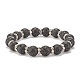 Natural Lava Rock Stretch Bracelet with Crystal Rhinestone Beads BJEW-JB08191-01-1