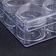 （訳あり商品）  プラスチックビーズ収納ケース  透明  16.2x12.4x3.8cm  12 個のラウンドボックス: 39x33mm CON-XCP0003-02-4