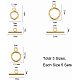 PandaHall Elite 15 Sets 3 Sizes 304 Stainless Steel Round Golden Toggle Clasps Connectors for Bracelet Necklace Jewelry Making STAS-PH0018-81-2