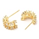 Rack Plating Brass Arch Stud Earrings with Cubic Zirconia EJEW-A103-12G-2