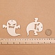 幽霊の形のハロウィンの空白の木製の切り欠きの装飾品  ハロウィンハンギングデコレーション用  キッズクラフトdiyパーティー用品  バリーウッド  68x77x2mm  ロープ：320x1mm WOOD-L010-06-4